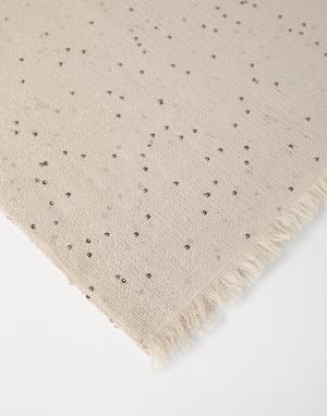 Cashmere and silk Diamond yarn scarf Beige Silk Woman - Brunello Cucinelli