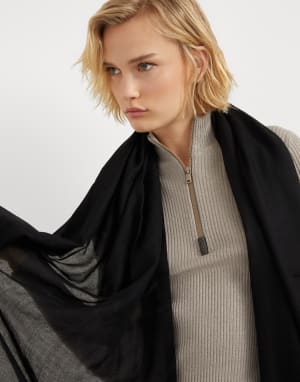 Schal aus Kaschmir und Seide Schwarz Damen - Brunello Cucinelli