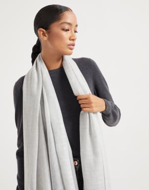 Шарф из кашемира и шелка Светло-Серый Женщина - Brunello Cucinelli