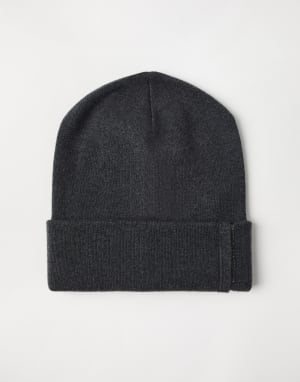 Gorro papalina de cachemir acanalado Gris Lignito Mujer - Brunello Cucinelli