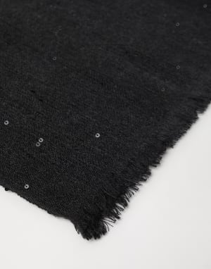 Cashmere and silk Diamond yarn scarf Lignite Grey Woman - Brunello Cucinelli
