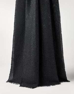 Шарф из кашемира и шелка Diamante Бурый Уголь Женщина - Brunello Cucinelli