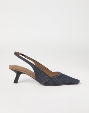 City heels with monili Dark Denim Woman - Brunello Cucinelli
