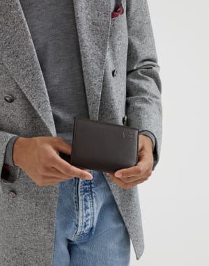 Calfskin passport holder Rust Brown Man - Brunello Cucinelli