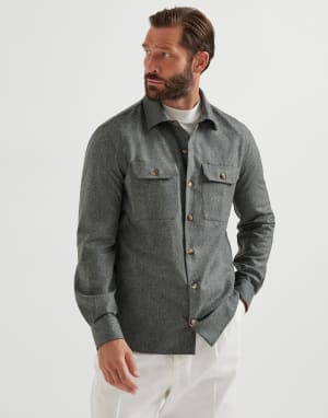 BRUNELLOCUCINELLI メンズ 長袖 リネン シャツ VIP価格 送料無料 メンズ 向け スカイブルー リネンシャツ | Brunello Cucinelli