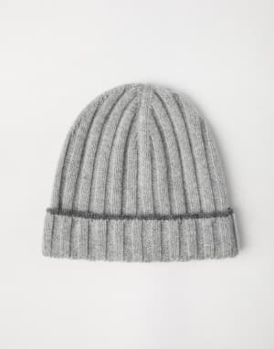 Cashmere rib knit beanie Light Grey Man - Brunello Cucinelli