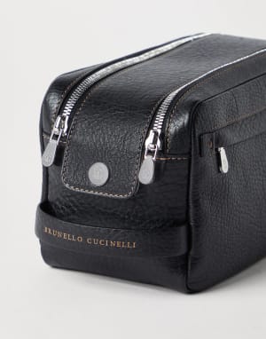 Beauty case con doppia zip Nero Uomo - Brunello Cucinelli