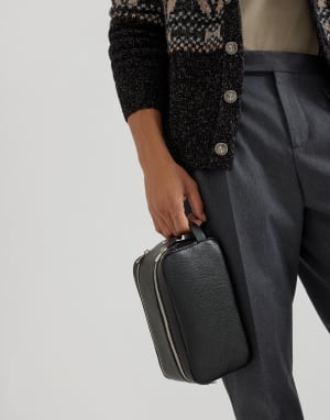Beauty case con doppia zip Nero Uomo - Brunello Cucinelli