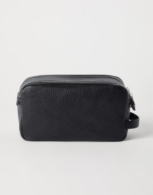 Beauty case con doppia zip Nero Uomo - Brunello Cucinelli