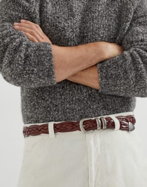 Belt with detailed buckle Tobacco Man - Brunello Cucinelli