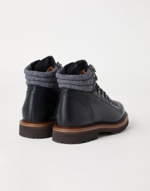 Calfskin boots Navy Blue Man - Brunello Cucinelli