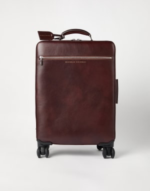 Burnished calfskin suitcase Burgundy Man - Brunello Cucinelli