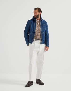 Cable knit polo shirt Hazelnut Man - Brunello Cucinelli