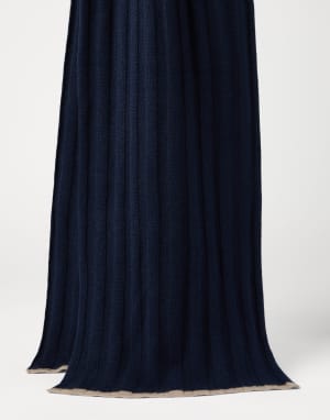 Rib knit scarf Navy Blue Man - Brunello Cucinelli