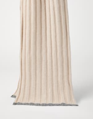 Rib knit scarf Beige Man - Brunello Cucinelli