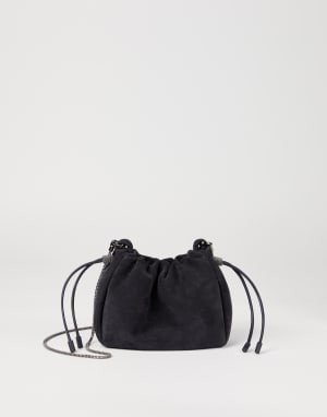Mini sac seau Mellow en daim Nuit Femme - Brunello Cucinelli