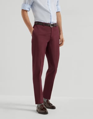 Gabardine garment dyed trousers Amaranth Man - Brunello Cucinelli