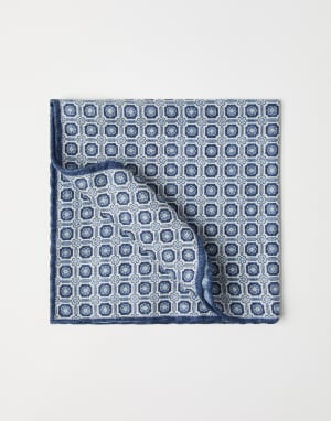 Pocket square with pattern Blue Man - Brunello Cucinelli