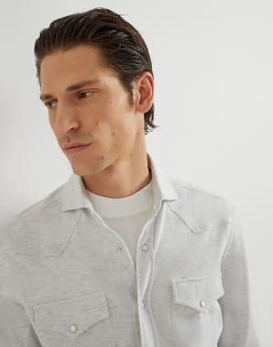 Piqué shirt Light Grey Man - Brunello Cucinelli