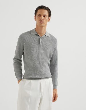 Rib knit polo Grey Man - Brunello Cucinelli