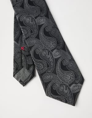 Paisley silk tie Dark Grey Man - Brunello Cucinelli