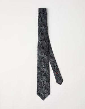 Paisley silk tie Dark Grey Man - Brunello Cucinelli