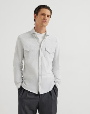Piqué shirt Light Grey Man - Brunello Cucinelli
