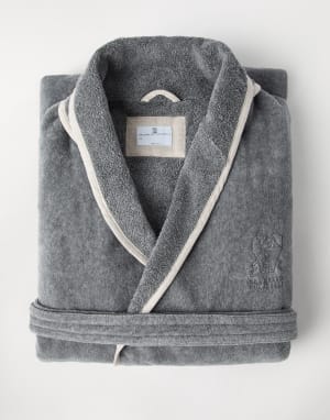 VIP【送料関税込】BRUNELLO CUCINELLI COTTON BATHROBE BRUNELLO CUCINELLI Embroidered Linen-Trimmed Cotton-Terry