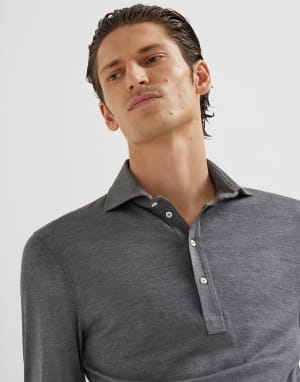 Jersey polo shirt Dark Grey Man - Brunello Cucinelli