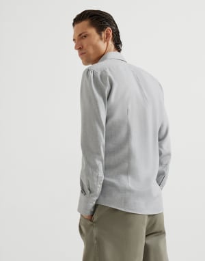 Flannel chevron shirt Grey Man - Brunello Cucinelli