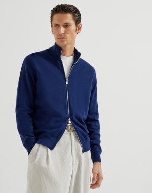 拉链对襟衫 蓝宝石色 男款 - Brunello Cucinelli