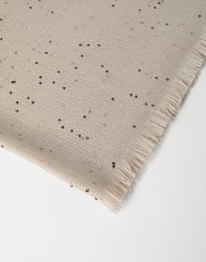Cashmere and silk Diamond yarn scarf Beige Woman - Brunello Cucinelli