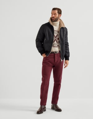 Blouson aus Nubuk-Shearling Schwarz Herren - Brunello Cucinelli