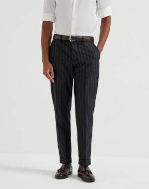 Wide chalk stripe trousers Anthracite Man - Brunello Cucinelli