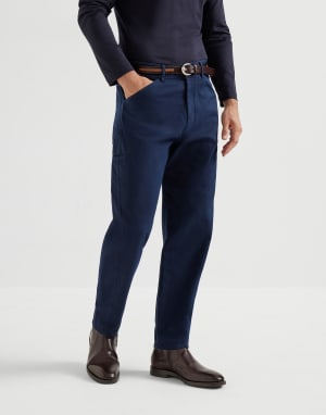 Gabardine trousers Navy Blue Man - Brunello Cucinelli