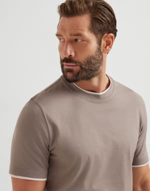 T-shirt with faux-layering Bark Man - Brunello Cucinelli