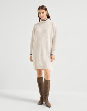 English rib knit dress Cool Beige Woman - Brunello Cucinelli