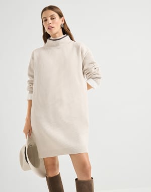 English rib knit dress Cool Beige Woman - Brunello Cucinelli