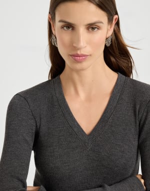 Long sleeve T-shirt Anthracite Woman - Brunello Cucinelli
