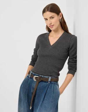 Long sleeve T-shirt Anthracite Woman - Brunello Cucinelli