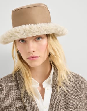 Shearling bucket hat Hazelnut Woman - Brunello Cucinelli