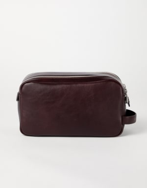 Beauty case con doppia zip Burgundy Uomo - Brunello Cucinelli