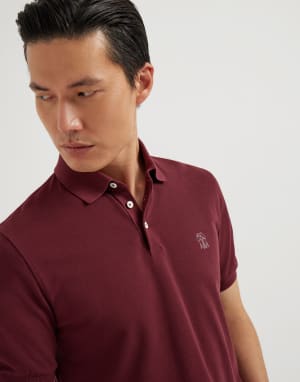 Polo in piquet Bordeaux Uomo - Brunello Cucinelli