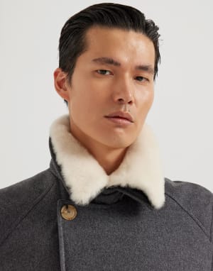 One-and-a-half-breasted down coat Anthracite Man - Brunello Cucinelli