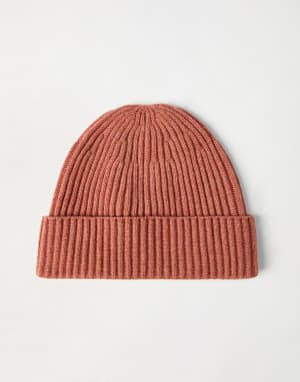 Cashmere rib knit beanie Orange Man - Brunello Cucinelli