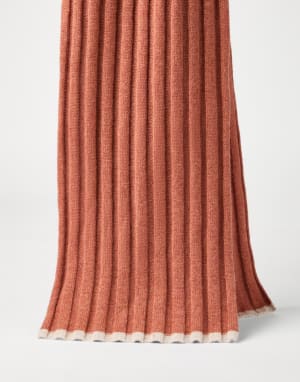 Rib knit scarf Orange Man - Brunello Cucinelli