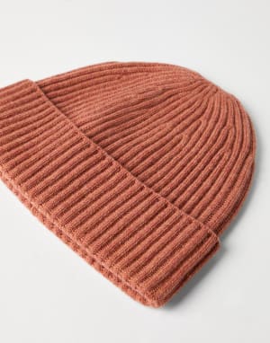Cashmere rib knit beanie Orange Man - Brunello Cucinelli