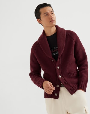 Cardigan en cachemire Piuma Amarante Homme - Brunello Cucinelli