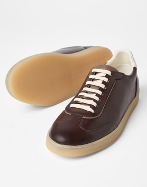 Calfskin sneakers Ebony Man - Brunello Cucinelli