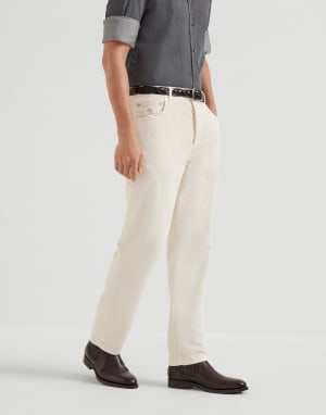 Pantalón en tela posteñida Blanco Crudo Hombre - Brunello Cucinelli